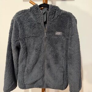 NWT Kids Eddie Bauer Iron Gray Teddy Sherpa Hooded Jacket Size Large 14